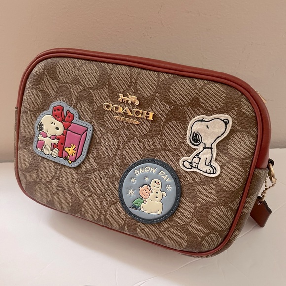 🐶 Coach X Peanuts Jamie Camera Bag In Signature Canvas With Patches Snoopy - Picture 3 of 11